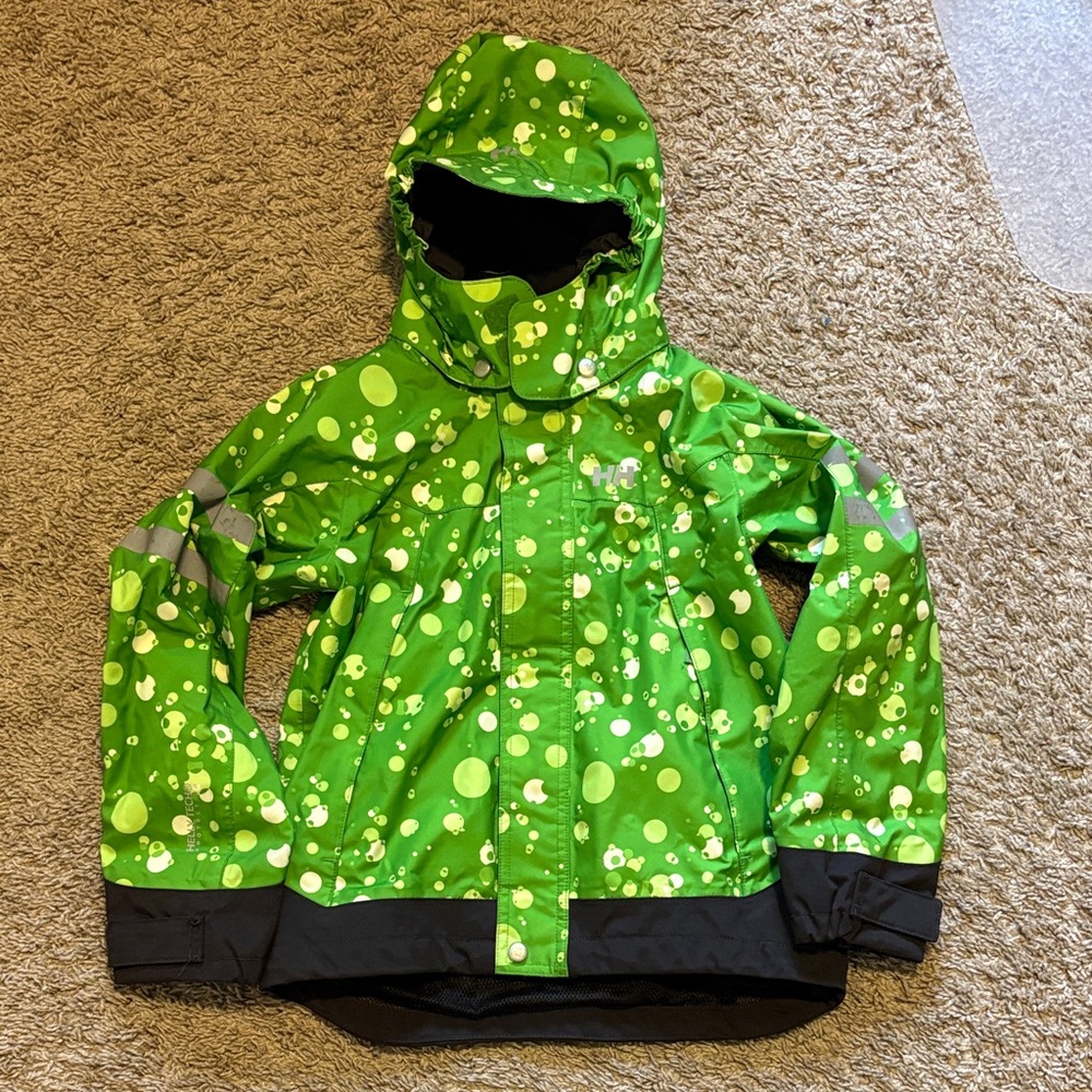 Helly Hansen Green Kids Raincoat, size 8